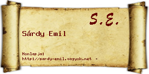 Sárdy Emil névjegykártya